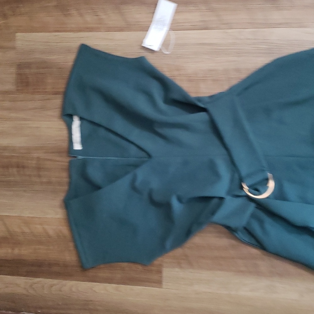 Bishop + Young Belted Jumpsuit Teal Blue-Green City Chic Minimalist One-Piece - Picture 3 of 5